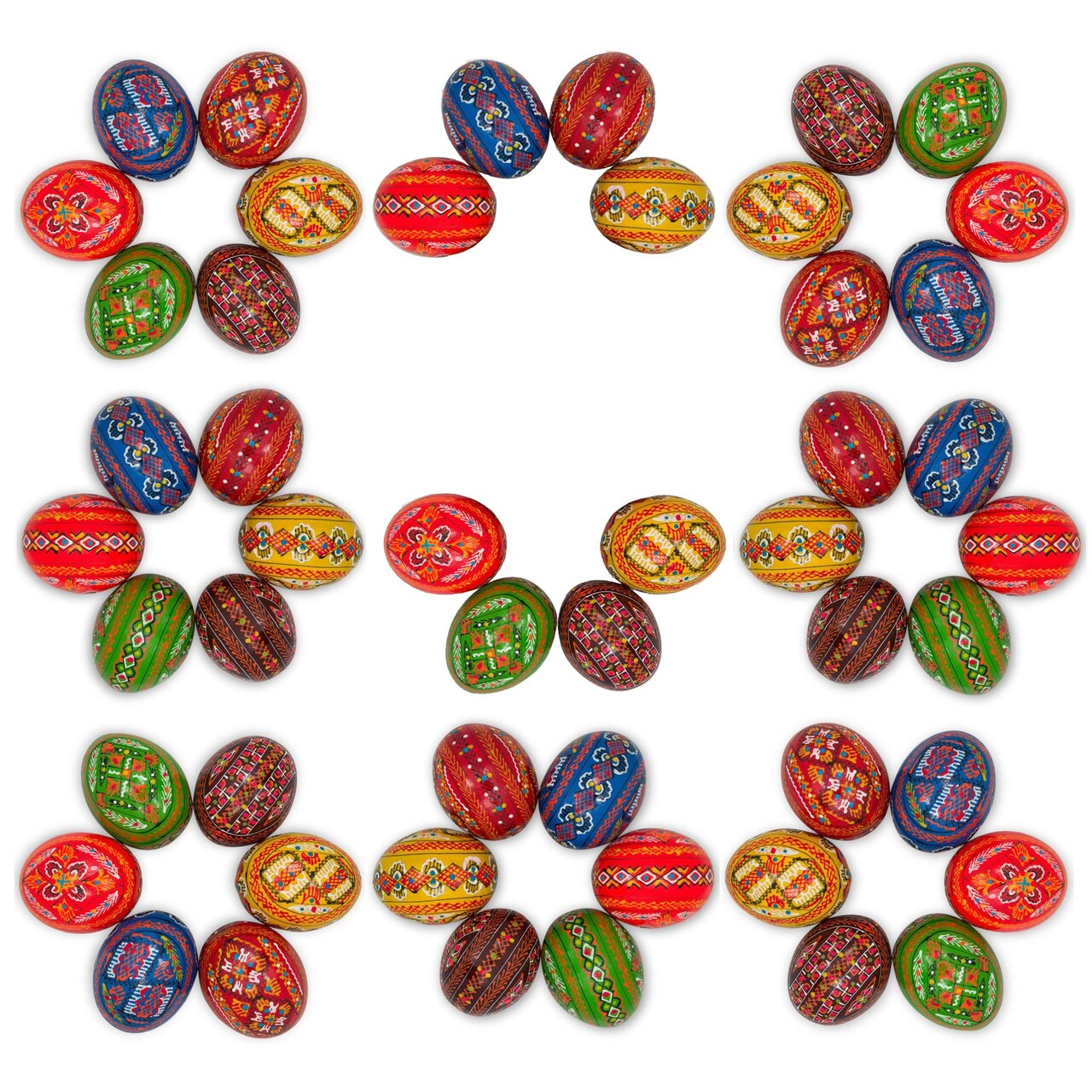 Set of 50 Hand Painted Ukrainian Wooden Easter Eggs 2.5 Inches